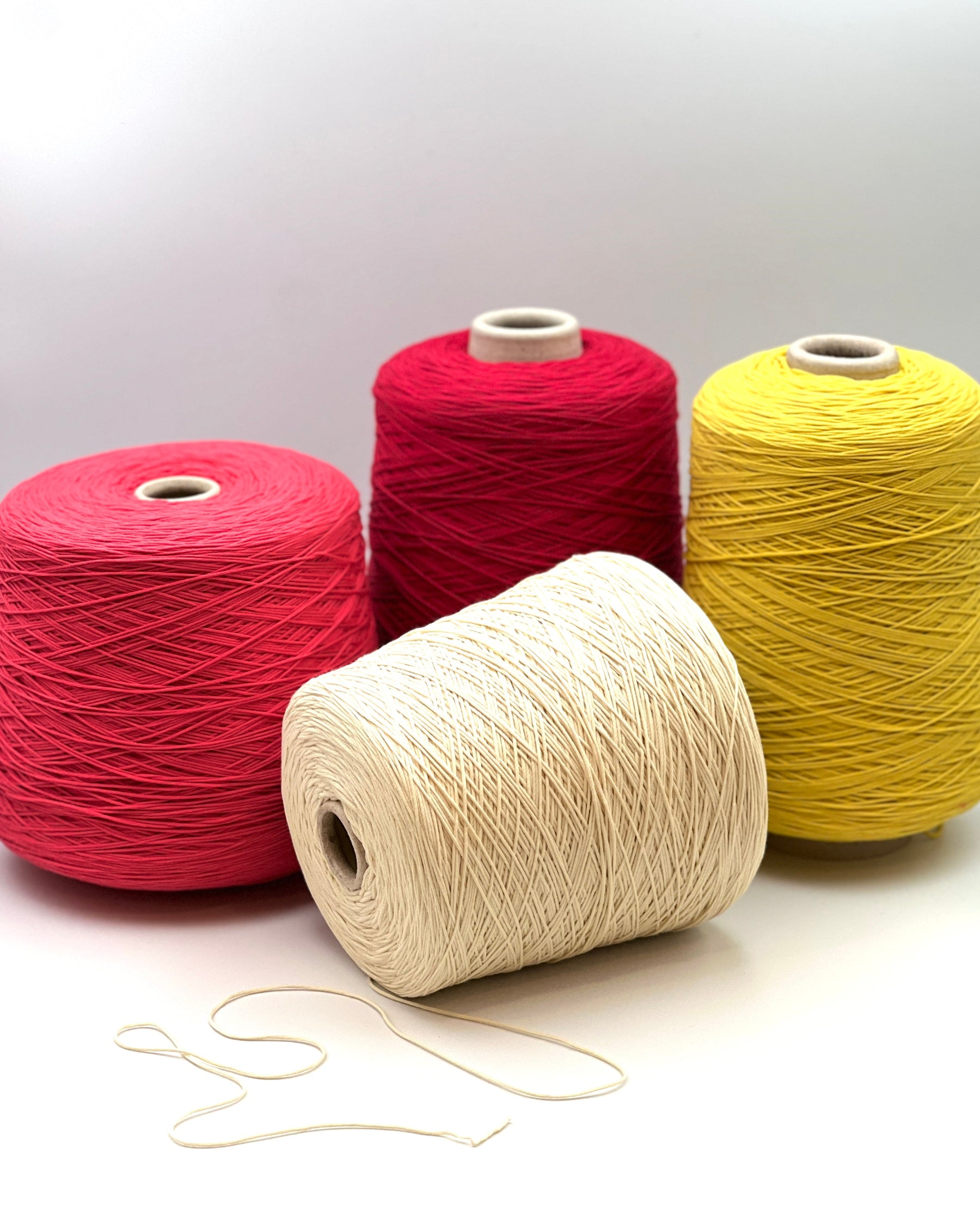 Pecci Filati Kiss Italian cotton polyamide blend sport weight elastic chainette yarn on cone from iDOKNiT