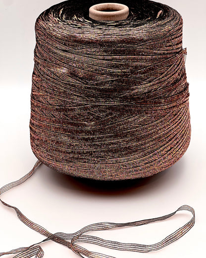 Vimar 1991 Eco Polis Italian open ladder lurex ribbon yarn in iridescent antique rose gold balls from iDOKNiT
