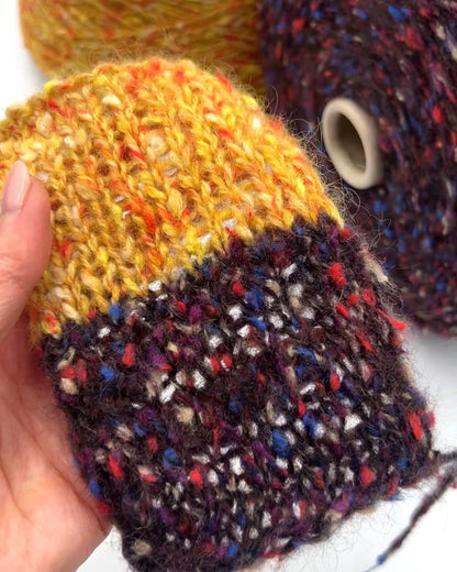 Lineapiu Italia Douglas mohair merino wool DK weight tweed yarn in hand wound balls from iDOKNiT