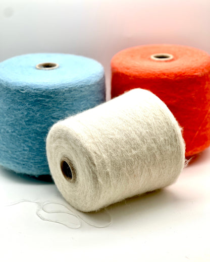 baby suri alpaca brushed yarn blue orange and white color