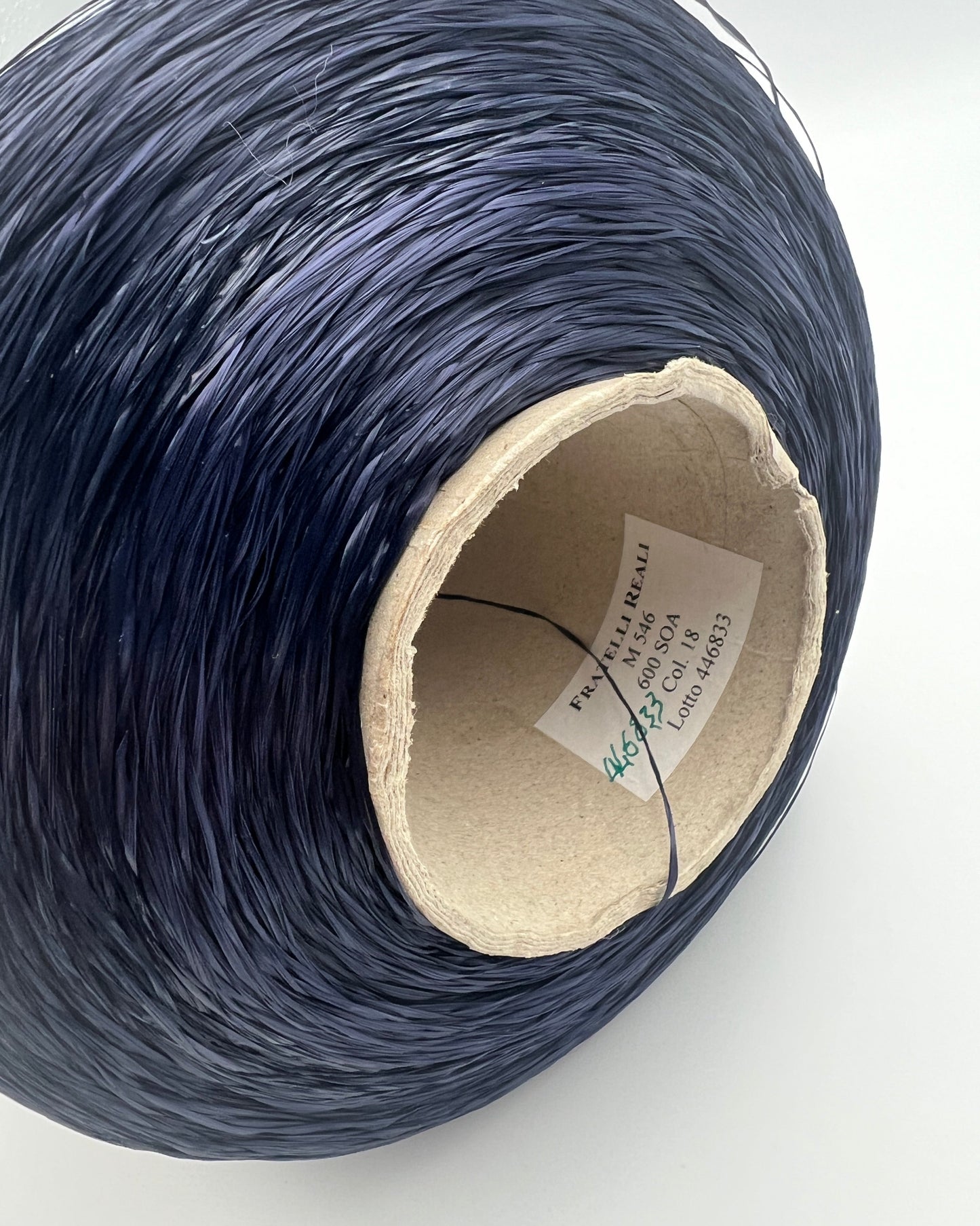 Fratelli Reali M546 luxury Italian viscose raffia ribbon yarn cone from iDOKNiT