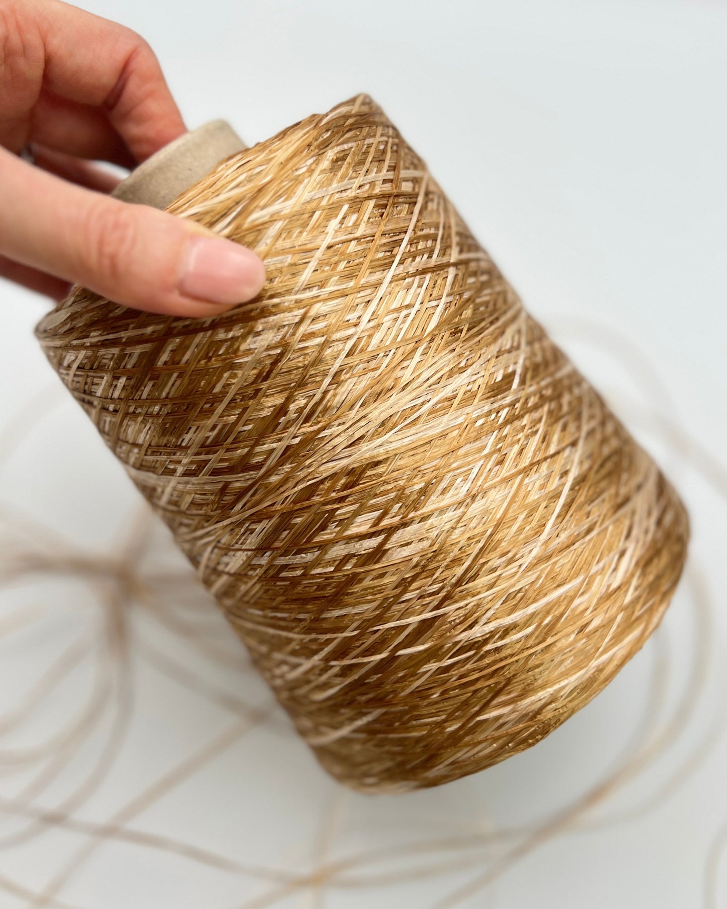 Fratelli Reali M546 luxury Italian viscose raffia ribbon yarn cone from iDOKNiT