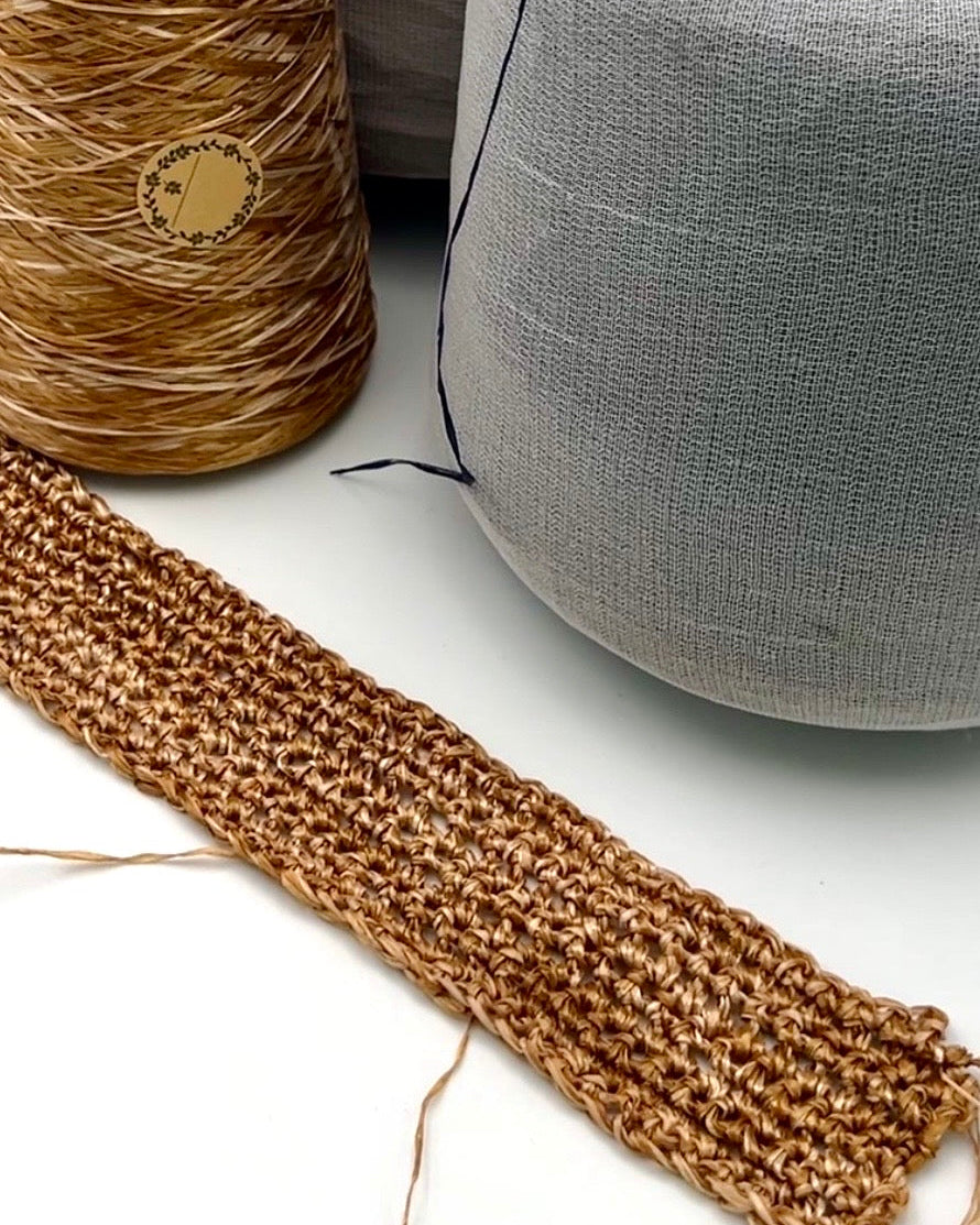 Fratelli Reali Rafia luxury Italian viscose raffia ribbon yarn cone from iDOKNiT