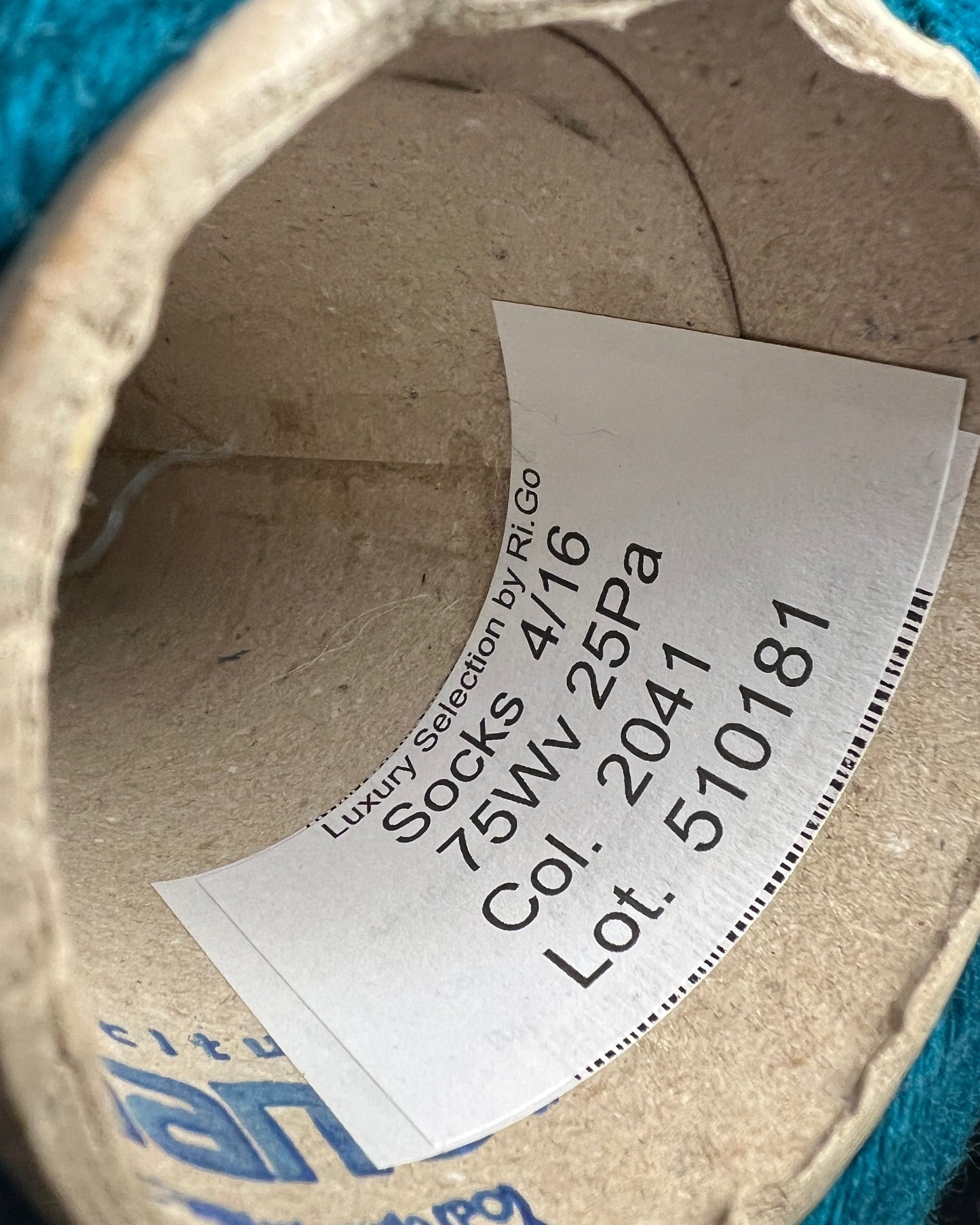 Label inside a shoe with text and numbers