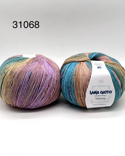 Lana Gatto VIENNA yarn ball in multicolor tones – 125th anniversary label front