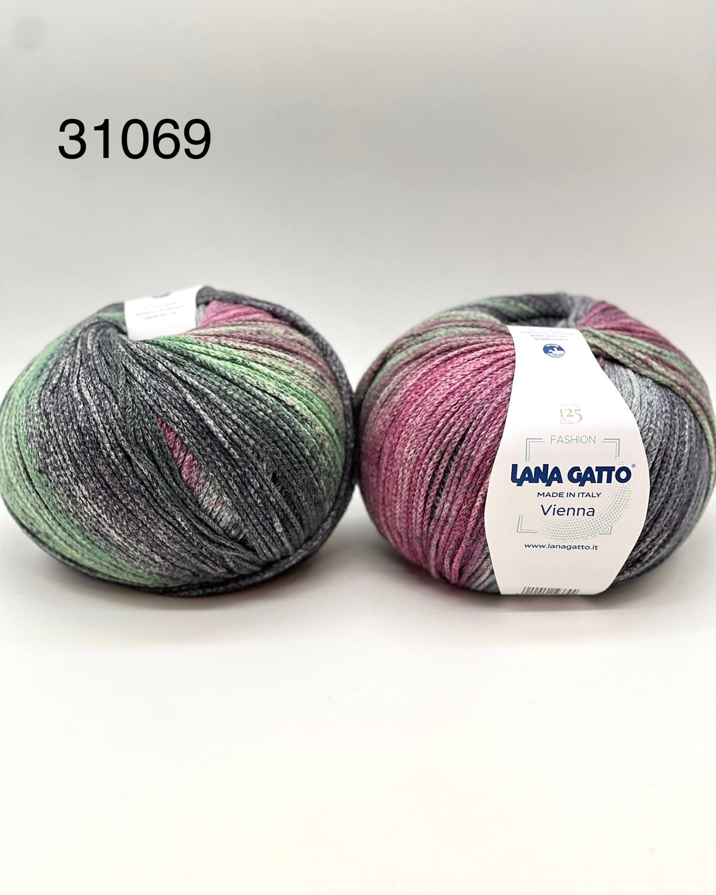 Lana Gatto VIENNA yarn ball in multicolor tones – 125th anniversary label front