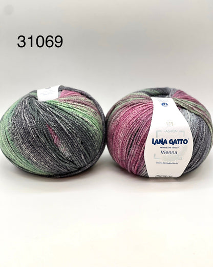 Lana Gatto VIENNA yarn ball in multicolor tones – 125th anniversary label front