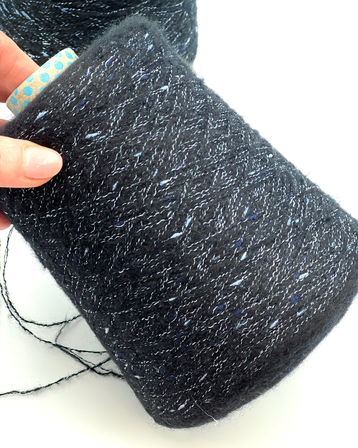 Chanel Group Paima Nuage Nodino Italian cashmere silk nubby fantasy yarn in Midnight Navy from iDOKNiT