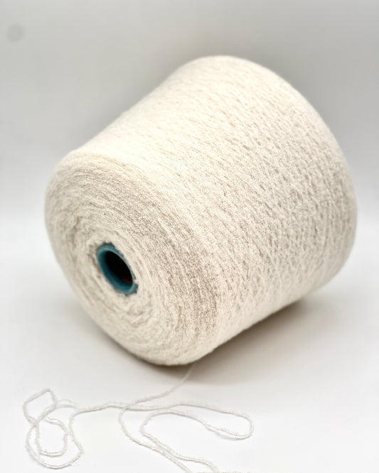 Elite iDOKNiT luxury micro-bouclé yarn, ESTRO by Zegna Baruffa Italy. 78% cashmere lace weight, Nm 9500. Authentic Italian-made soft airy loop yarn curated by iDOKNiT for professional knitting.