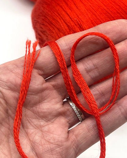 Premium iDOKNiT DK weight yarn, ALBA by Botto Giuseppe Italy. 100% Superfine Merino wool constructed from 7 individual threads for superior stitch definition and softness, 210m/100g. Authentic Italian-made luxury yarn in 2152 Scarlet Red, curated by iDOKNiT for professional-grade garments.