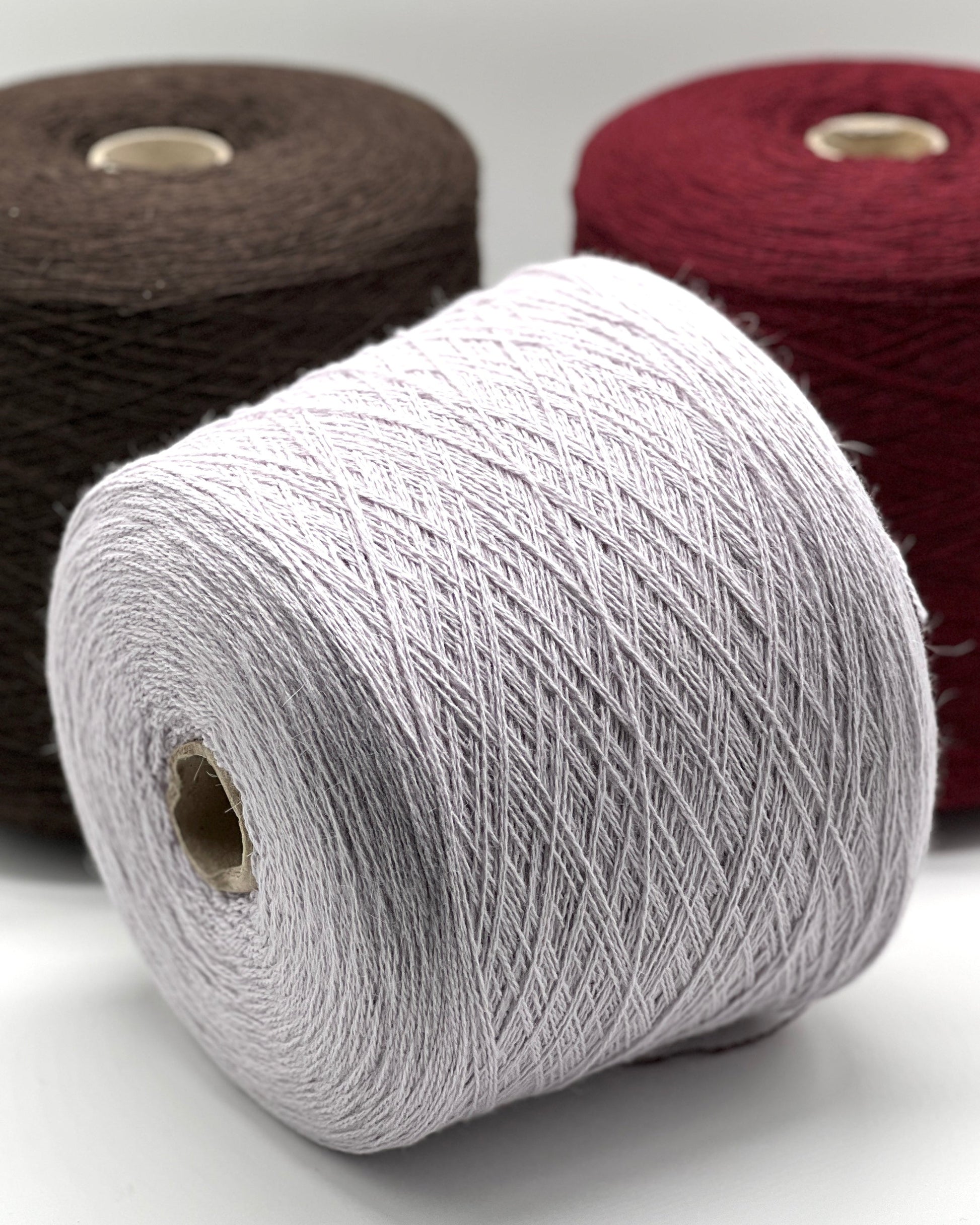 Elite iDOKNiT luxury lace weight carded yarn, LAMORA by Lanecardate Italy. 25% angora and 75% superfine merino wool blend, 800m/100g. Authentic Italian-made yarn with a signature soft halo and exquisite warmth curated by iDOKNiT for professional knitting.