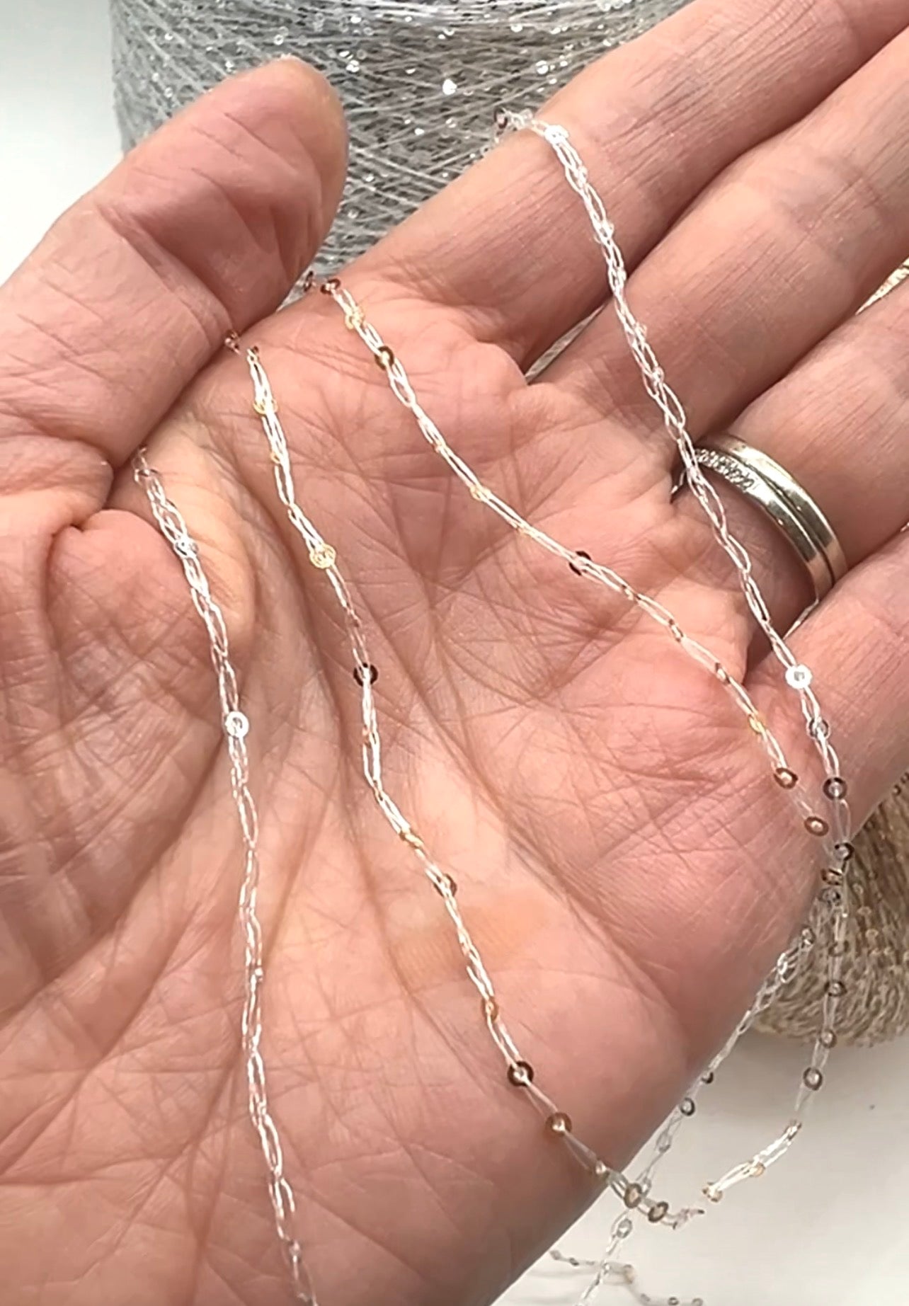 PAILLETTES Cable Yarn, SEQUINS, Cucinelli-Style Premim Italian Yarn by Cofil, Available in Balls or Cones, Lace Weight, 460m/100g (503y/3.52oz)