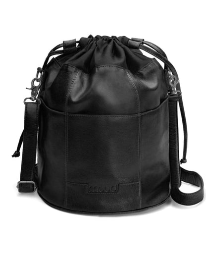 Ingrid soft genuine leather drawstring knitting project bag with interior yarn pockets from iDOKNiT