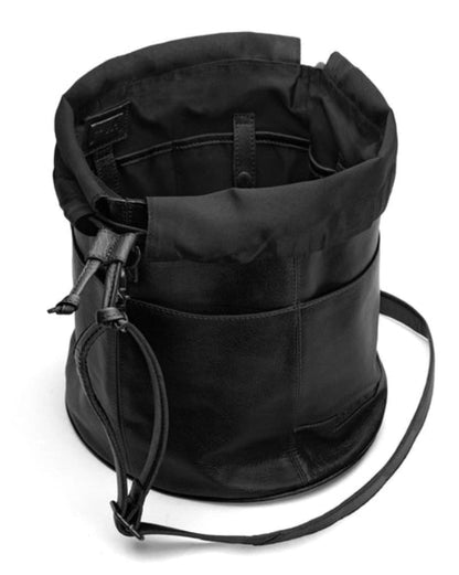 Ingrid soft genuine leather drawstring knitting project bag with interior yarn pockets from iDOKNiT