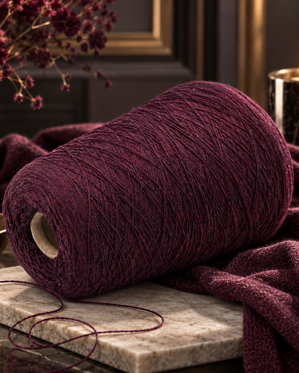 Loro Piana 50 percent baby vicuna 50 percent cashmere Italian ultra-fine lace yarn on original cone in Violetto Melange from iDOKNiT