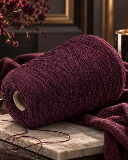 Loro Piana 50 percent baby vicuna 50 percent cashmere Italian ultra-fine lace yarn on original cone in Violetto Melange from iDOKNiT