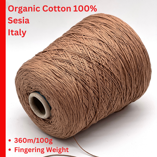 Exclusive iDOKNiT fingering weight yarn, BIO SUMMER 5MG by Sesia Italy. 100% organic cotton providing 360m per 100g. Authentic Italian-made sustainable luxury fiber curated by iDOKNiT for breathable, soft summer garments and sensitive skin-friendly projects.