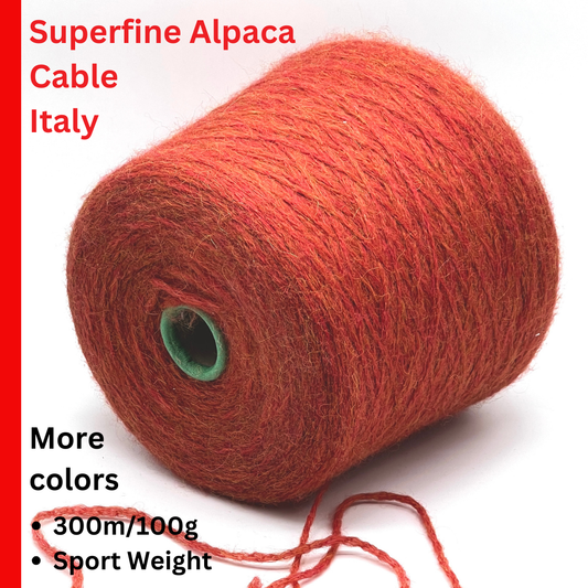 Exclusive iDOKNiT sport weight yarn, CATENA RIBE by Di.Ve Italy. High-end blend of 63% superfine alpaca and 37% polyamide featuring a modern chainette (chain-cable) structure, providing 300m per 100g. Authentic Italian-made luxury fiber curated by iDOKNiT for lightweight, halo-soft knitwear with excellent thermal properties and durability.