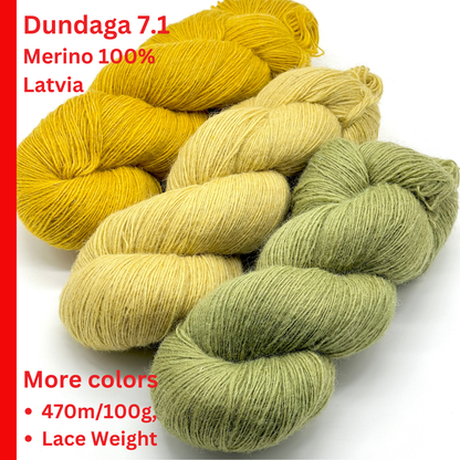 РЕДКАЯ НАХОДКА: пряжа Dundaga 7.1 Merino 100%, пасмы или "кейк" (торт), толщина "lace", однониточная, 470м/100г (514 ярдов/3.52 унции)