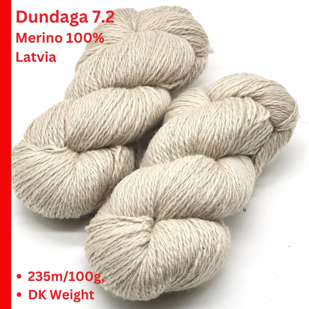 Paces Vilnas Fabrika Dundaga 7.2 100% Latvian Merino wool DK weight yarn in color #149 Off-White Natural for authentic knitting at iDOKNiT.