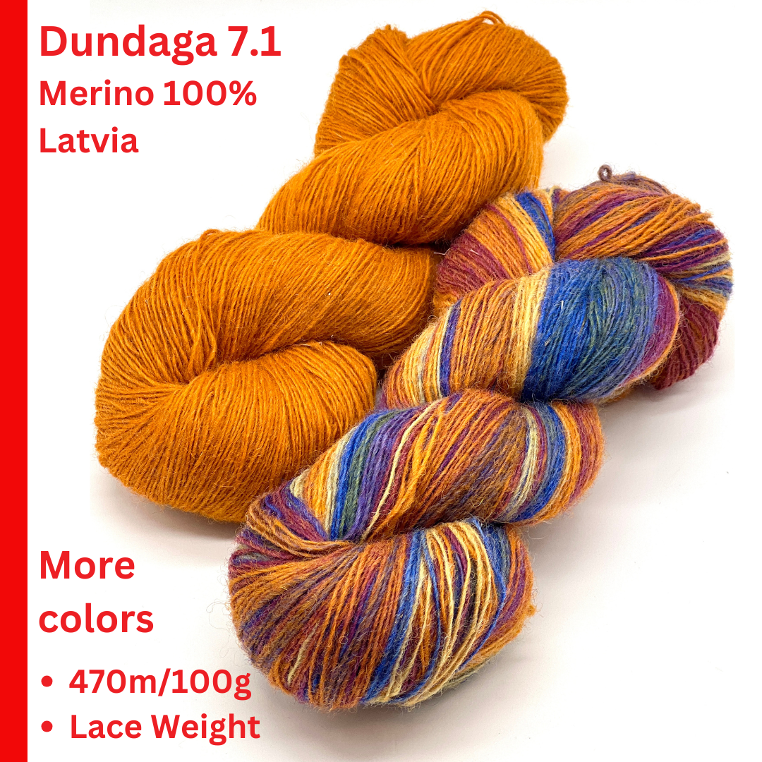 Paces Vilnas Fabrika Dundaga 7.1 100% Latvian Merino wool lace weight yarn, traditionally processed and lanolin-rich for authentic knitting at iDOKNiT.