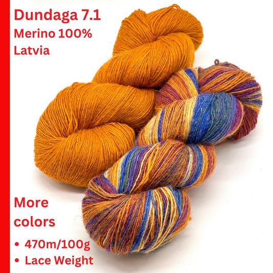 Paces Vilnas Fabrika Dundaga 7.1 100% Latvian Merino wool lace weight yarn, traditionally processed and lanolin-rich for authentic knitting at iDOKNiT.