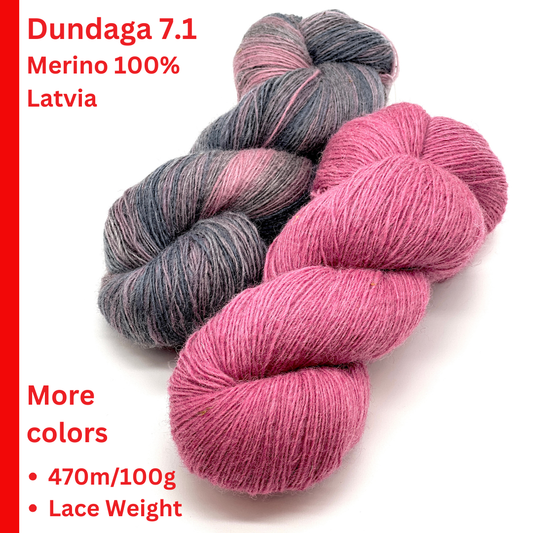 Paces Vilnas Fabrika Dundaga 7.1 100% Latvian Merino wool lace weight yarn, traditionally processed and lanolin-rich for authentic knitting at iDOKNiT.