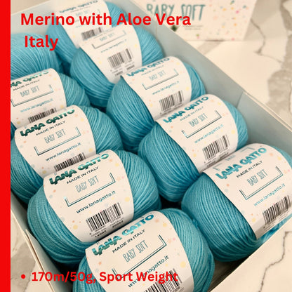 lana gatto baby soft print merino yarn italy aloe vera
soft baby yarn extrafine merino solids and prints 170m 50g
luxury italian baby yarn lana gatto soft merino knitting yarn
gentle merino yarn for baby garments and soft knitwear
lana gatto baby soft yarn texture close up