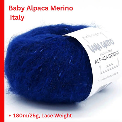 lana gatto alpaca bright yarn alpaca merino lurex sparkle italy lace yarn
luxury fluffy yarn with shimmer alpaca bright 720m italian yarn
alpaca merino yarn with subtle sparkle lightweight shawl yarn italy
fine lace yarn italy soft fluffy yarn with lurex flecks lana gatto