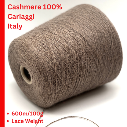 Exclusive iDOKNiT lace weight cashmere yarn, FLEECE GARZATTO by Cariaggi Italy. 100% pure carded cashmere with an Nm 2/12 count, providing 600m per 100g. Authentic Italian-made luxury fiber curated by iDOKNiT for lightweight, breathable knits that develop a beautiful soft bloom after washing.