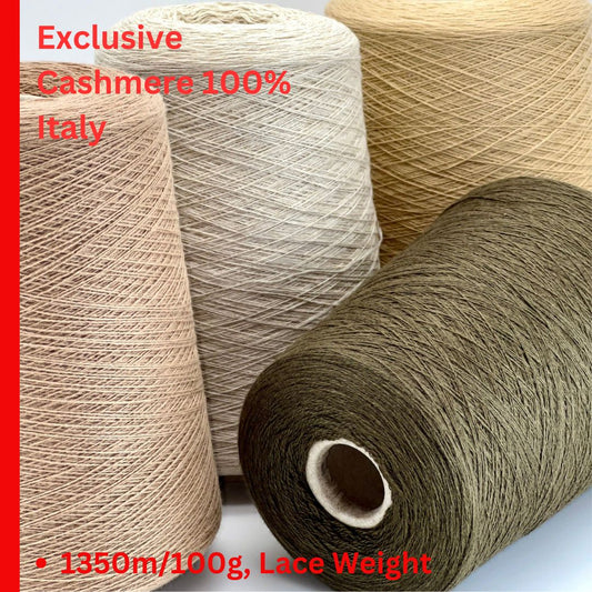 100 percent extra fine cashmere lace yarn Italy
luxury Italian cashmere yarn 1350m per 100g
ultra fine cashmere yarn cone for sweaters shawls and scarves
soft airy cashmere yarn close up texture detail
Italian lace weight cashmere yarn for knitting weaving and crochet