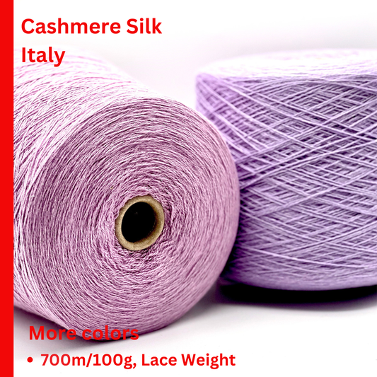 FILCOM RITA cashmere silk lace yarn cone Italy
Luxury Italian cashmere silk yarn 700m per 100g
soft lace weight cashmere silk yarn for shawls and sweaters
high end Italian yarn close up texture detail
FILCOM RITA luxury knitting weaving crochet yarn