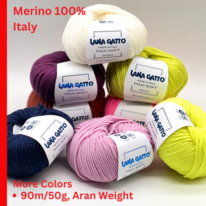 Balls of yarn with Lana Gatto labels on a white background