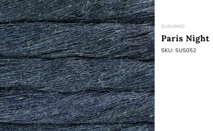 Premium iDOKNiT DK Sport weight yarn, SUSURRO by Malabrigo Peru. Luxury blend of 50% mulberry silk, 25% merino wool, and 25% linen, 297m/100g. Hand-dyed authentic Peruvian yarn curated by iDOKNiT for lightweight garments with elegant drape and sophisticated linen texture.