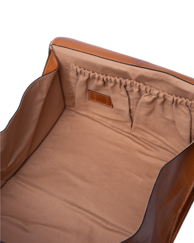 REDESIGNED Project 115 Danish genuine urban leather zipperless magnetic knitting project bag from iDOKNiT