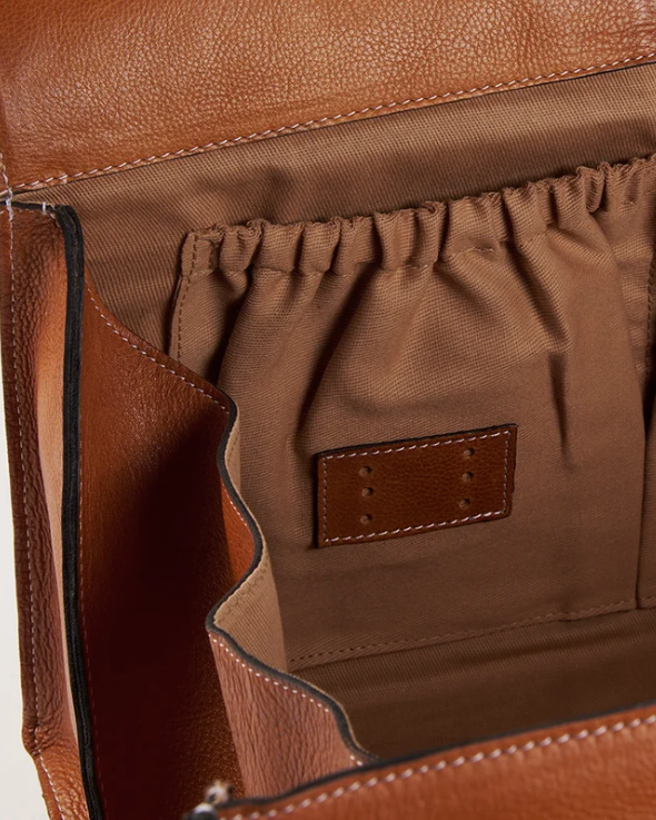 REDESIGNED Project 115 Danish genuine urban leather zipperless magnetic knitting project bag from iDOKNiT