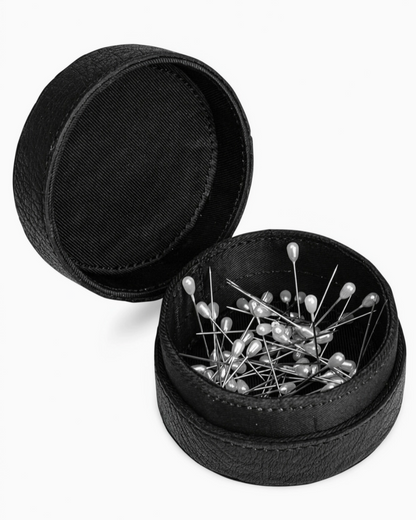 muud EMELI genuine leather round magnetic needle case with removable lid from iDOKNiT