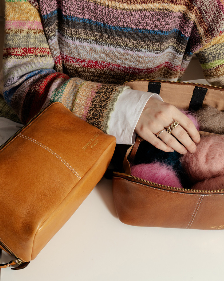 RE PROJECT 9 handcrafted compact Urban Leather beauty box style knitting needle and notion organizer case from iDOKNiT