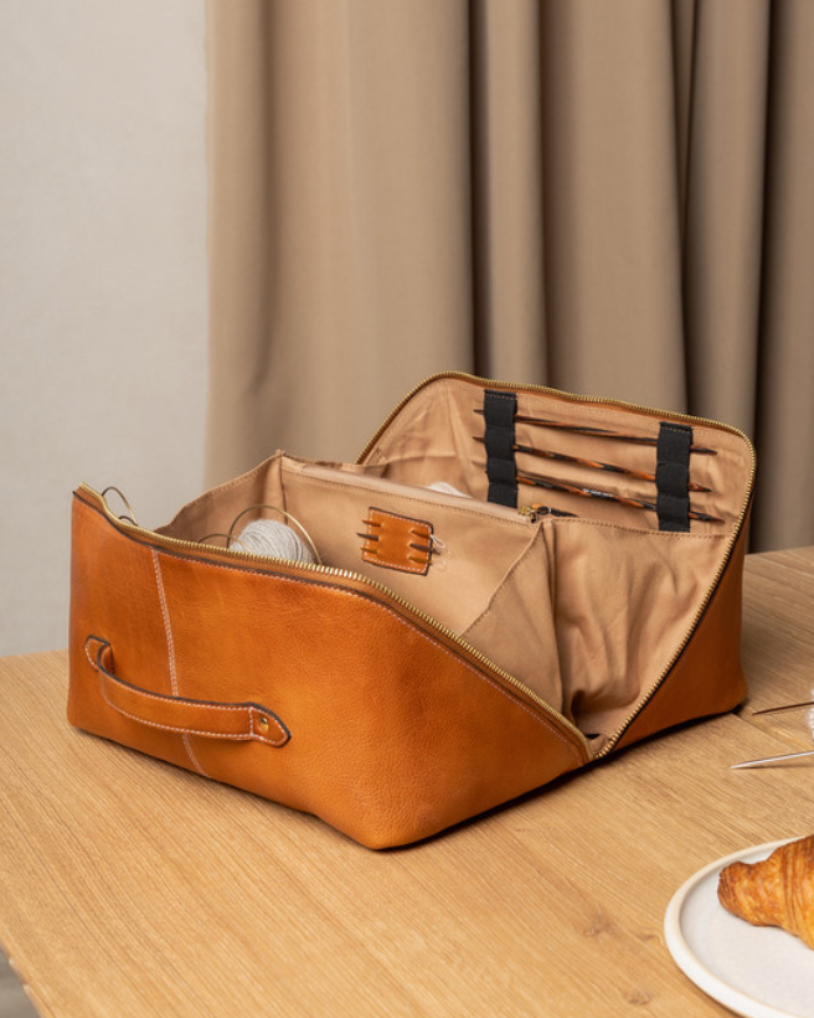 RE PROJECT 10 handcrafted Urban Leather beauty box style knitting needle and notion organizer case from iDOKNiT