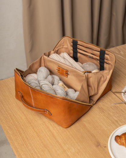 RE PROJECT 10 handcrafted Urban Leather beauty box style knitting needle and notion organizer case from iDOKNiT