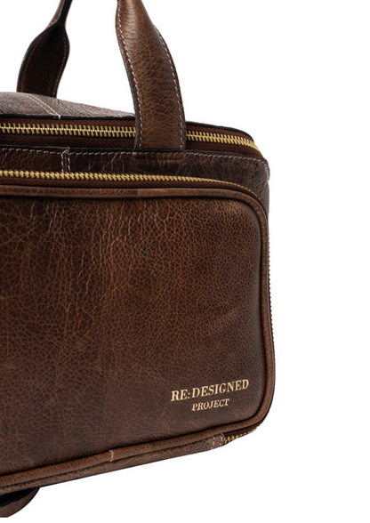 RE PROJECT 39 handcrafted Urban Leather knitting and crochet crossbody bag with top handles and front pocket from iDOKNiT