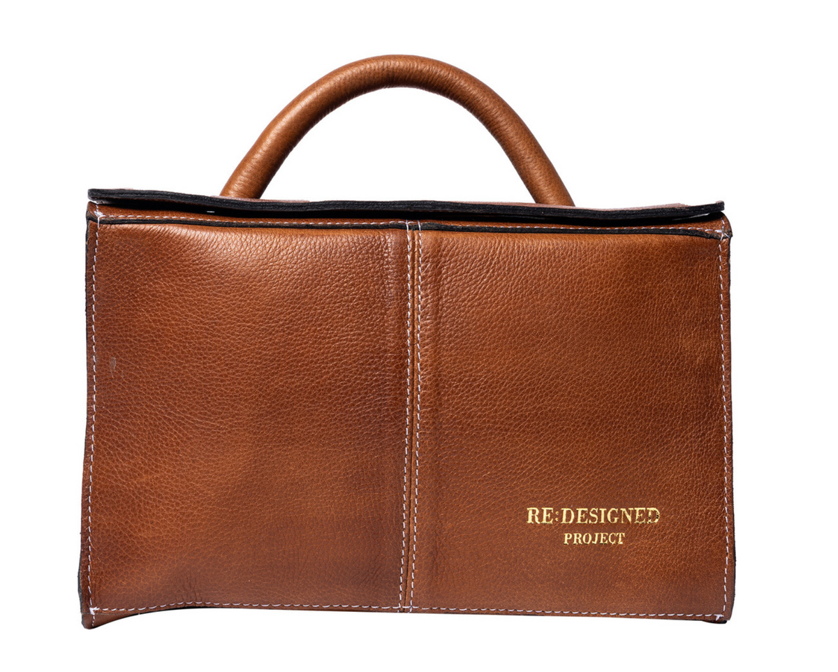 RE PROJECT 134 handcrafted Urban Leather knitting and crochet organizer bag with handle and magnetic closure from iDOKNiT
