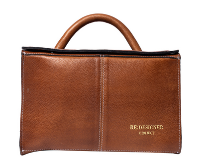 RE PROJECT 134 handcrafted Urban Leather knitting and crochet organizer bag with handle and magnetic closure from iDOKNiT