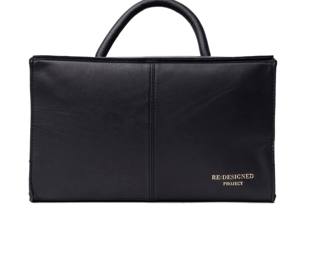 RE PROJECT 114 Small handcrafted Urban Leather knitting and crochet organizer bag with handle and magnetic closure from iDOKNiT