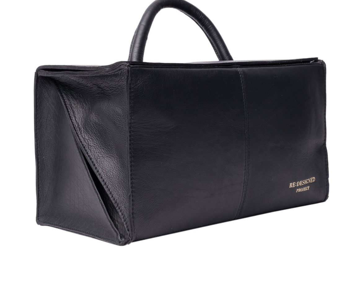 RE PROJECT 114 Small handcrafted Urban Leather knitting and crochet organizer bag with handle and magnetic closure from iDOKNiT