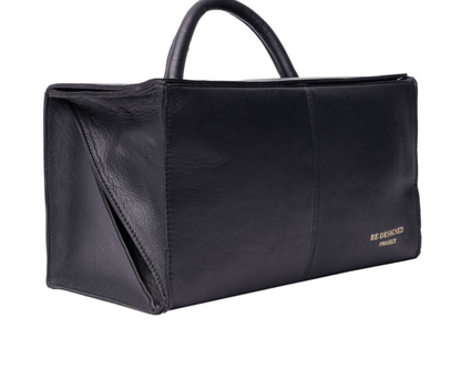 RE PROJECT 114 Small handcrafted Urban Leather knitting and crochet organizer bag with handle and magnetic closure from iDOKNiT