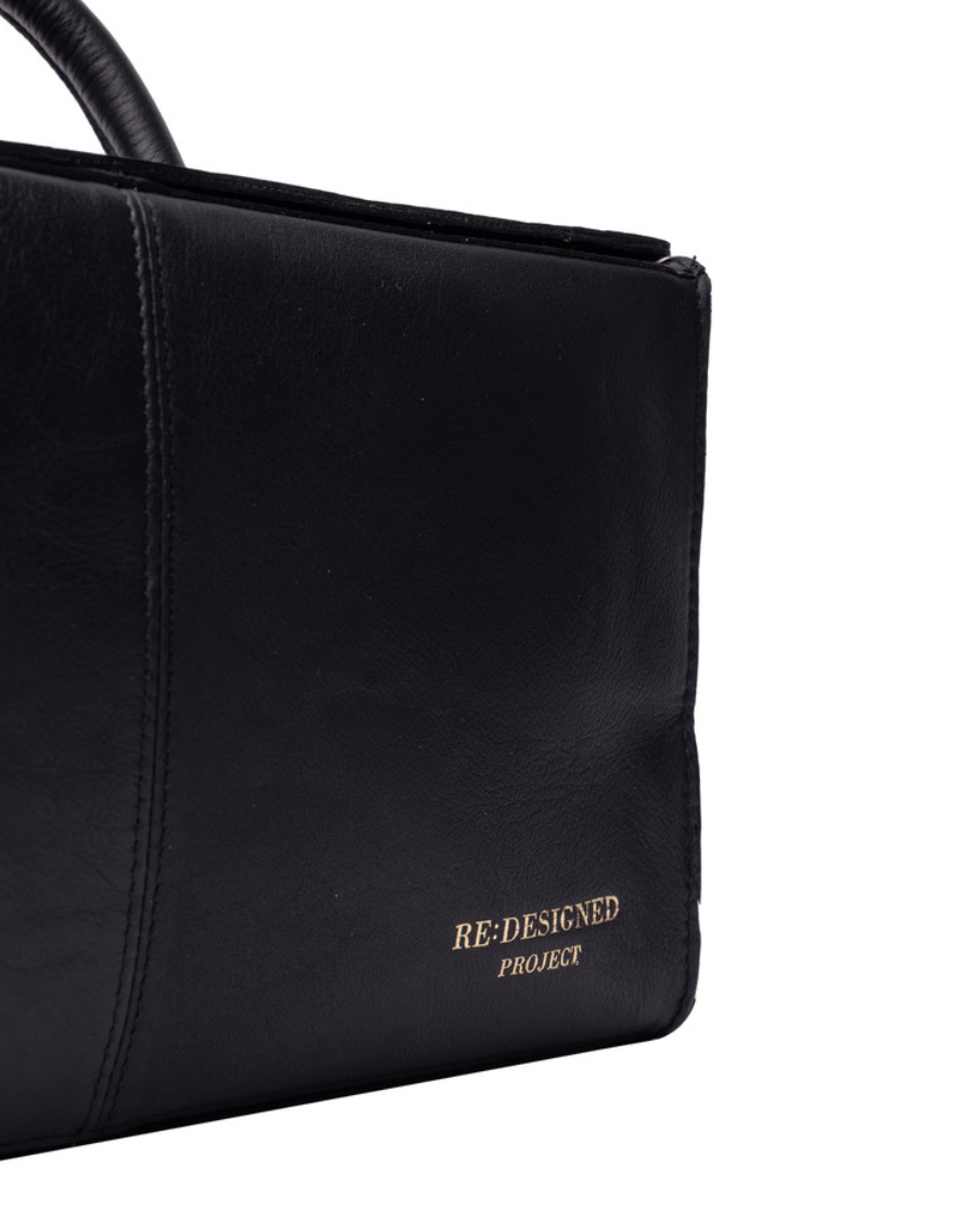 RE PROJECT 114 Small handcrafted Urban Leather knitting and crochet organizer bag with handle and magnetic closure from iDOKNiT