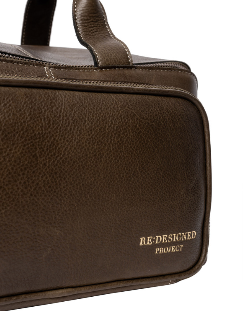RE PROJECT 39 handcrafted Urban Leather knitting and crochet crossbody bag with top handles and front pocket from iDOKNiT