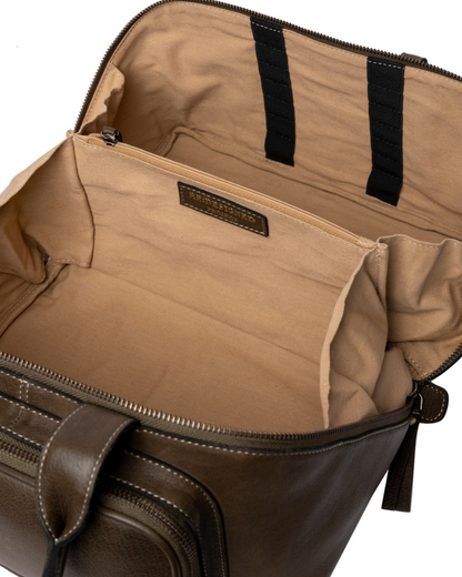 RE PROJECT 39 handcrafted Urban Leather knitting and crochet crossbody bag with top handles and front pocket from iDOKNiT