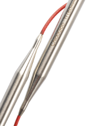 ChiaoGoo RED Lace fixed circular knitting needles featuring surgical stainless steel tips and signature red flexible cable for professional knitting at iDOKNiT.